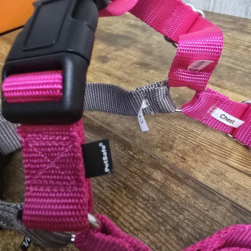 Easy Walk Pink and Gray Dog Harness Sime M/L Like New